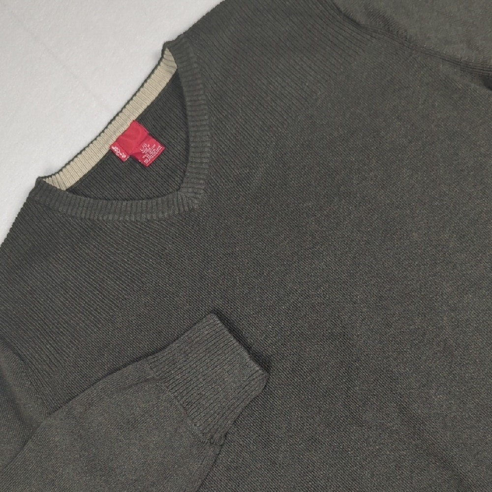 Levi's‎ V-neck Long Sleeve Ribbed 100% Cotton Green Men's Sweater Size Large